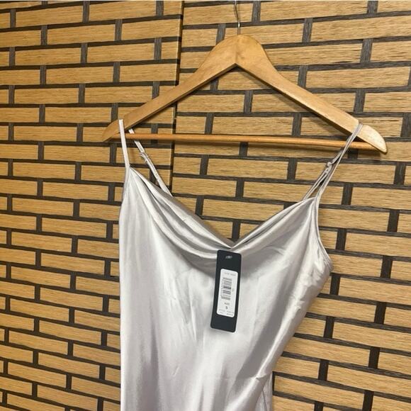 Bebe Silver Midi Slip Dress Size Small - Picture 3 of 9
